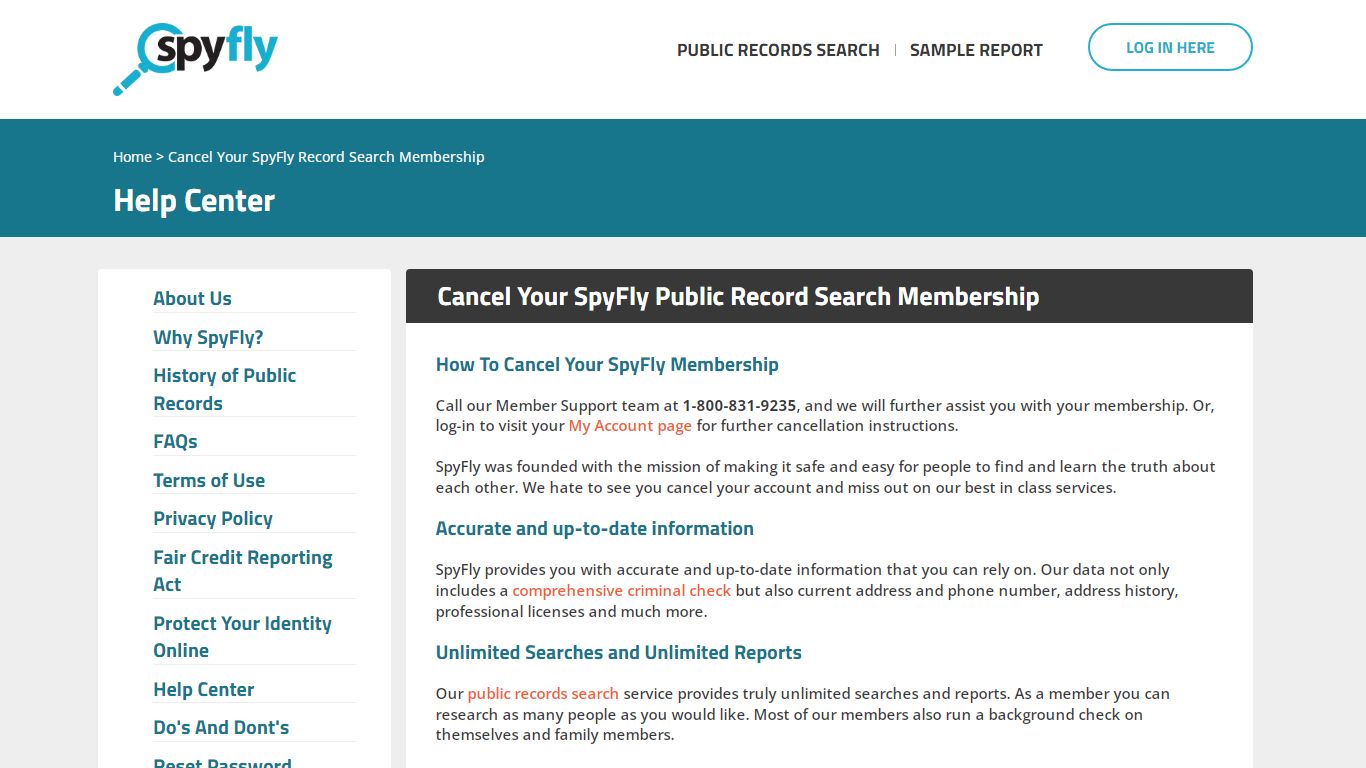 Cancel Your SpyFly Public Record Search Membership